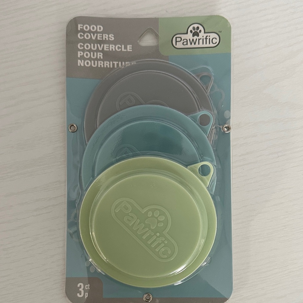 Pet Food Covers - Green, Blue, Gray